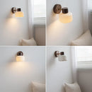 DecorBites™ LED Wall Light Fixture Modern Nordic Rotating Reading Lamp White Ceramic Wood