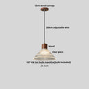 DecorBites™ Japan Style Wood LED Pendant Light Fixture Clear Glass Adjustable Hanging Lamp