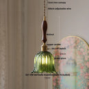 DecorBites™ Acrylic LED Pendant Light: Copper Walnut Wood Flower Hang Lamp