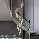 DecorBites™ Crystal Columnar Chandelier Stair Lamp Household Bubble Living Room Restaurant Bar Villa Lightning