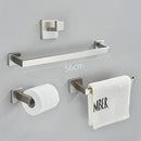 DecorBites™ Brushed Nickel Bathroom Hardware Set: Robe Hook, Towel Rail, Bar Rack, Shelf, Tissue Holder