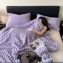DecorBites™ Cozy Coral Fleece Striped Solid Blanket for Winter Sofa Cover Queen King Sizes