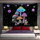 Psychedelic rainbow cartoon planet mushroom tapestry bedroom wall art
