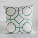 DecorBites™ Geometric Embroidery Cushion Cover Navy Blue White Yellow 50x50cm Home Decor Pillow