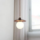DecorBites™ Glass LED Pendant Lamp with Walnut Wood Brass Accent