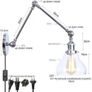 DecorBites™ Chrome Industrial LED Wall Sconce Swing Arm Clear Glass Lamp