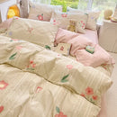 DecorBites™ Double-Sided Floral Print Cotton Bedding Set - Queen Size Soft Duvet Cover Set