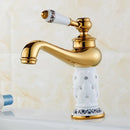 DecorBites™ Gold Brass Basin Faucet with Diamond, Single Handle Hot Cold Mixer Tap