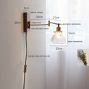 DecorBites™ Copper Arm LED Wall Sconce Switch Light, Adjustable Lampshade, Pull Chain, Beside Lamp