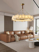 DecorBites™ Brass Marble Ceiling Chandelier: Modern Living Room Dining Table Hanging Lamp