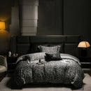 DecorBites™ 1000TC Egyptian Cotton Grey Leopard Print Bedding Set with Duvet Cover, Sheet, Pillowcase
