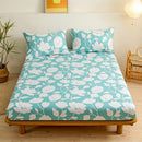 DecorBites™ Golden Feather Sheet Set: Fitted Sheet & 2 Pillowcases, All Season Bedspread