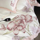 DecorBites™ Blooming Flowers Embroidery Bedding Set 600TC Egyptian Cotton Duvet Cover Queen King