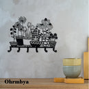 Metal Holder Black Flower Vase Key Holder Coat Hanger 6 Hooks Coat Rack Modern Wall Hangings Entryway Coat Rack Kitchen Holder