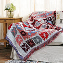 DecorBites™ Knitted Cotton Throw Blanket with Tassel - Geometric Bohemian Design