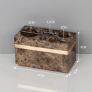 DecorBites™ Emperador Dark Marble Bathroom Set: Toothbrush Holder, Soap Dispenser, Luxury Accessories
