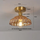 Brass red butterfly glass led ceiling light bedroom decor
