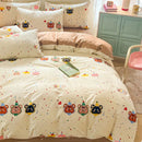 DecorBites™ Cotton Cartoon Printed Bed Set with Non-Fading Floral Patterns for Adults