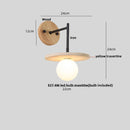 DecorBites™ Japanese LED Wall Lamp, Pull Chain Switch, Yellow Travertine Glass, White Shade