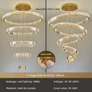 DecorBites™ Crystal Circle LED Chandelier: Nordic Modern Stairs Pendant Lighting with Dimmable LED for Living Room