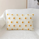 DecorBites™ Embroidered Flora Cotton Canvas Pillow Cover 30x50cm Yellow Zigzag Sham