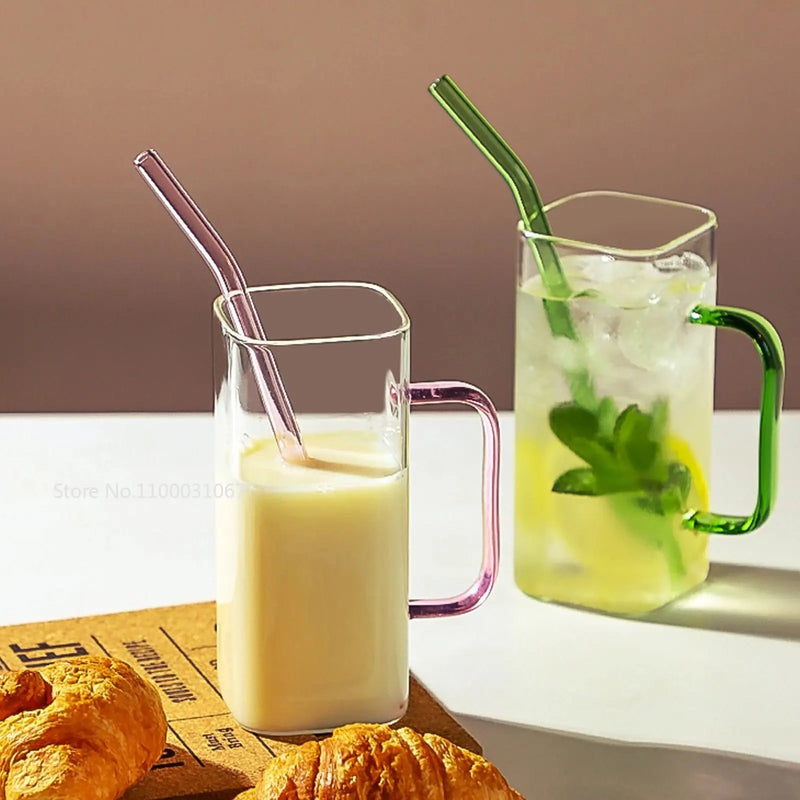 acrylic drinking glasses with handles DecorBites™ Glass Drinking Cups with Straw & Acrylic Lid, Colored Hand