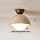 DecorBites™ Acrylic LED Ceiling Lamp Yellow Travertine Wood Canopy Wabi Sabi Style