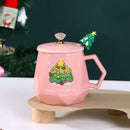 DecorBites™ Christmas Ceramic Mug Set with Lid, Spoon - Festive Santa Claus & Elk Design