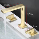 DecorBites™ Brushed Gold Basin Faucet: Brass Antique Sink Faucet, 3 Hole Waterfall Bathroom Tap