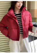Women Winter Cropped Jacket – Warm Cotton-Padded Puffer Coat