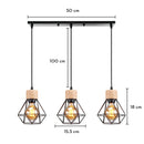 DecorBites™ Industrial Wood Pendant Chandelier for Dinning Living Room Kitchen LED Fixture