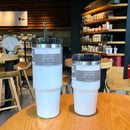 DecorBites™ Double Wall Insulated Stainless Steel Water Bottle with Straw - Large Capacity Mug