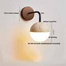 DecorBites™ Japanese LED Wall Lamp, Pull Chain Switch, Yellow Travertine Glass, White Shade