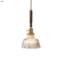 DecorBites™ Glass LED Pendant Lamp Walnut Wood Copper Switch Nordic Hanging Light