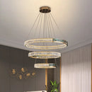 DecorBites™ Crystal Ring Ceiling Chandelier | Stainless Steel | Luxury Home Decor