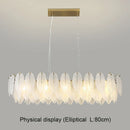 DecorBites™ Gold Feather Chandelier LED Pendant Light for Home Decor