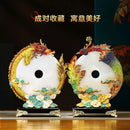 "DecorBites™ Jade Dragon Phoenix Ornament Enamel Living Room Decoration"