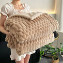 Double layer lamb plush throw blanket bedroom soft textured fleece