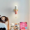 Minimalist white & pink cream zipper wooden wall lamp bedroom light