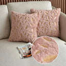DecorBites™ Gold Feather Velvet Cushion Cover 45x45 Decorative Throw Pillows for Sofa Car