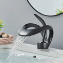 DecorBites™ Black Brass Waterfall Basin Faucet, Single Handle Deck Mount Vanity Tap