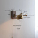 DecorBites™ Copper Arm LED Wall Sconce Switch Light, Adjustable Lampshade, Pull Chain, Beside Lamp
