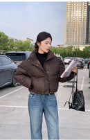Women Winter Cropped Jacket – Warm Cotton-Padded Puffer Coat