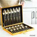 DecorBites™ 24-Piece Gold Stainless Steel Cutlery Set - Elegant Tableware Gift Box