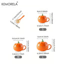 DecorBites™ Halloween Pumpkin Shaped Ceramic Cup with Spoon | Kawaii Soup Mug