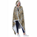 DecorBites™ Leopard Print Warm Wearable Lap Blanket - Soft Flannel Shawl Blanket
