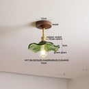 Flower shaped led glass wood ceiling lamp bedroom brass light