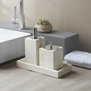 DecorBites™ Beige Travertine Marble Bathroom Set - Soap Dispenser Toothbrush Holder Tissue Box