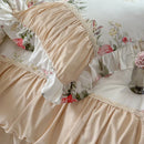 DecorBites™ Korean Princess Style Floral Cotton Bedding Set with Ruffles