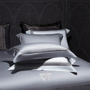 DecorBites™ Cotton Satin Jacquard Embroidery Bedding Set with Elastic Sheet & Duvet Cover